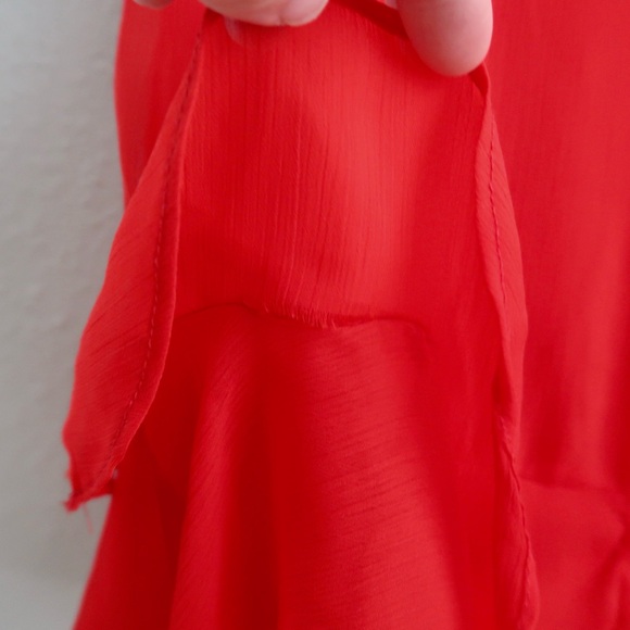 Saints + Secrets Red Ruffle Mini Dress High Neck Flutter Sleeve - Picture 15 of 16